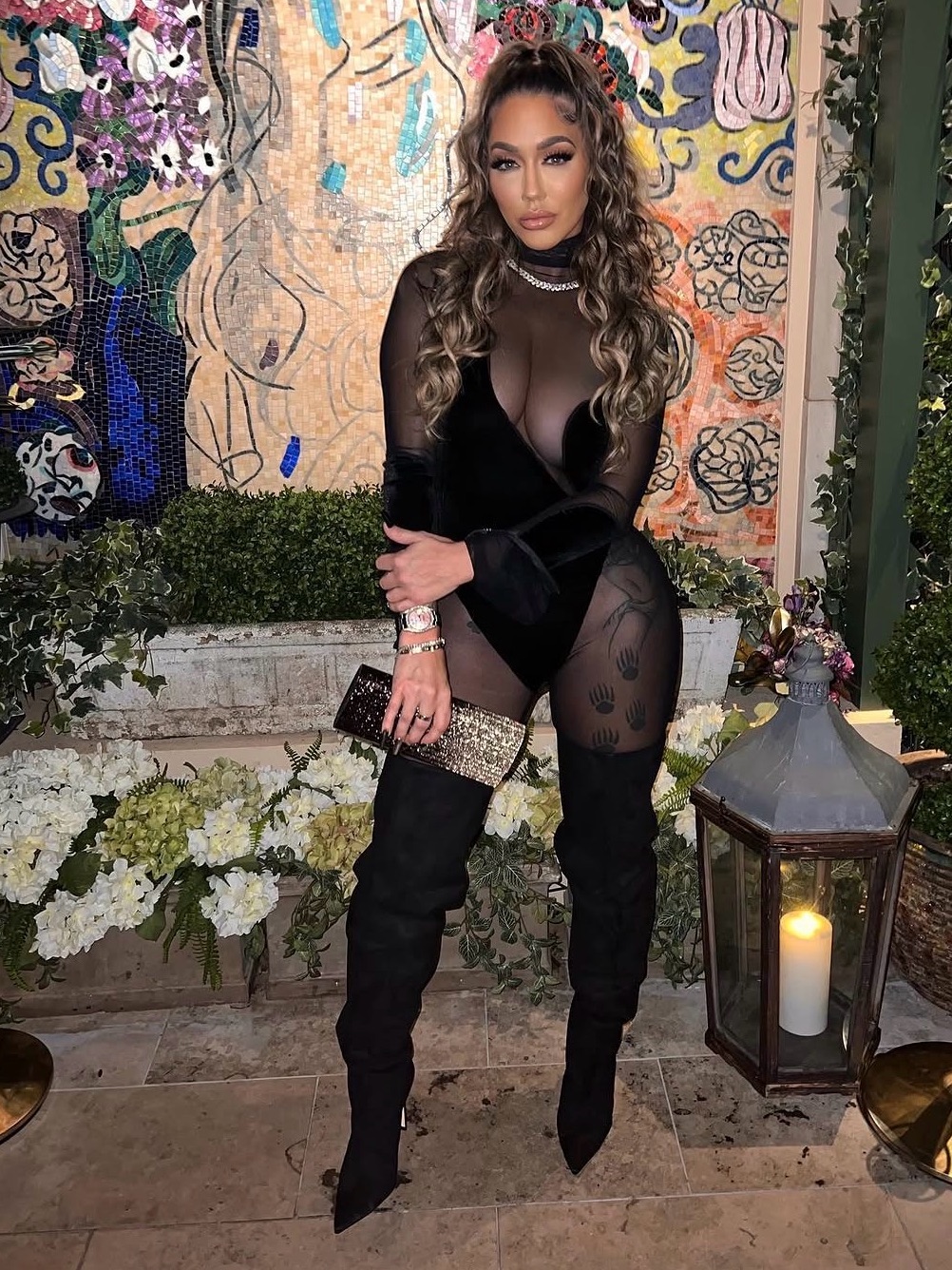 Laquan Smith Black Sheer Velvet Catsuit — image 4 of 8